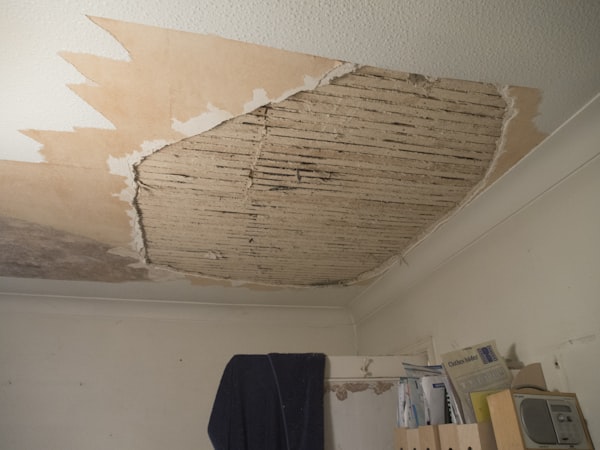 Interior room with ceiling stripped out